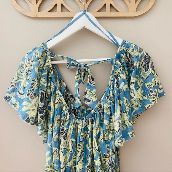Free People Kauai Getaway Printed Tunic Blue/Green Sz Small - Picture 10 of 11